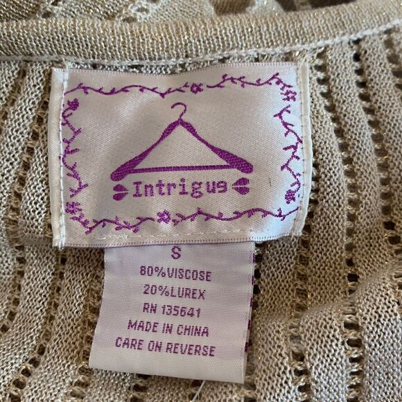 INTRIGUE BLOUSE Gold shimmery long sleeve top Size S NWT - Picture 7 of 7